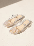 Nemo Jelly Mary Jane Flats Woven Lattice Mesh Shoes -clear