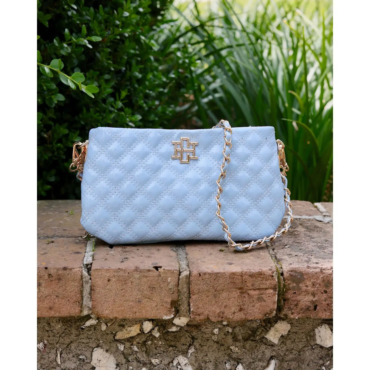 Caroline Hill Livi Crossbody Light Blue Patent
