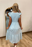 So Sweet Smocked Flutter Sleeve Dress Mint