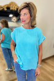Going w Gauze Acid Washed Top Mint