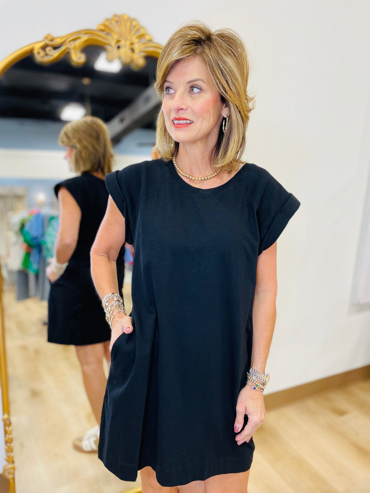 APNY Cap Sleeve Raglan Dress Black