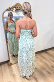 Evergreen Elegance Detachable Straps Ruffled Dress