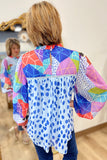 Spots Abound LS Chiffon Top Blue