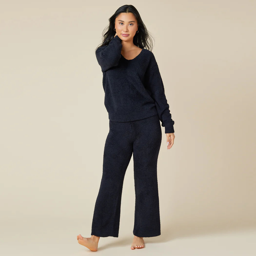 Softies Marshmallow V Neck Set Solid Black