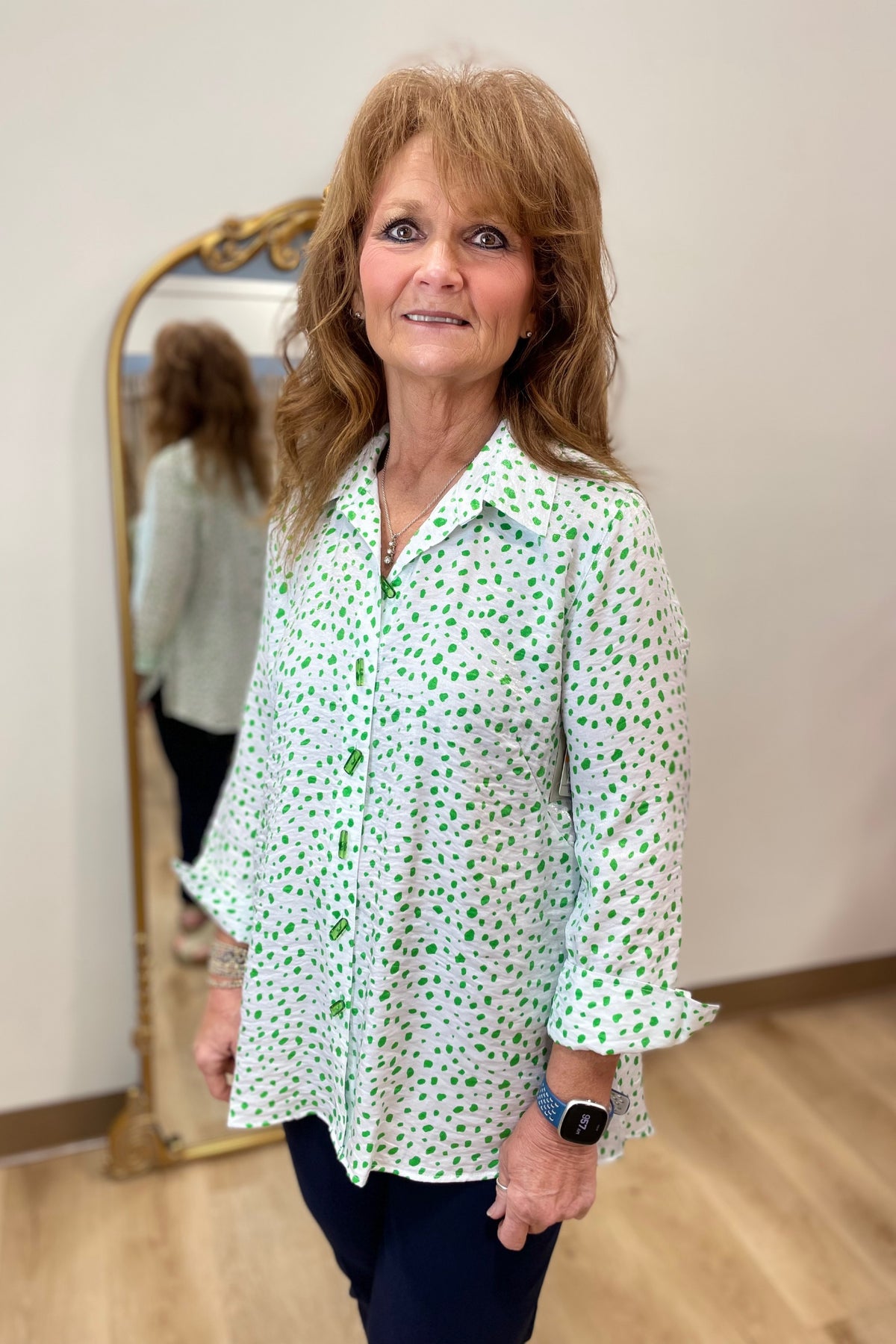 Multiples Button Front Shirt Green