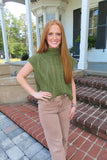 Spice Spice Baby Drop Shoulder Mock Neck Sweater Vest Olive
