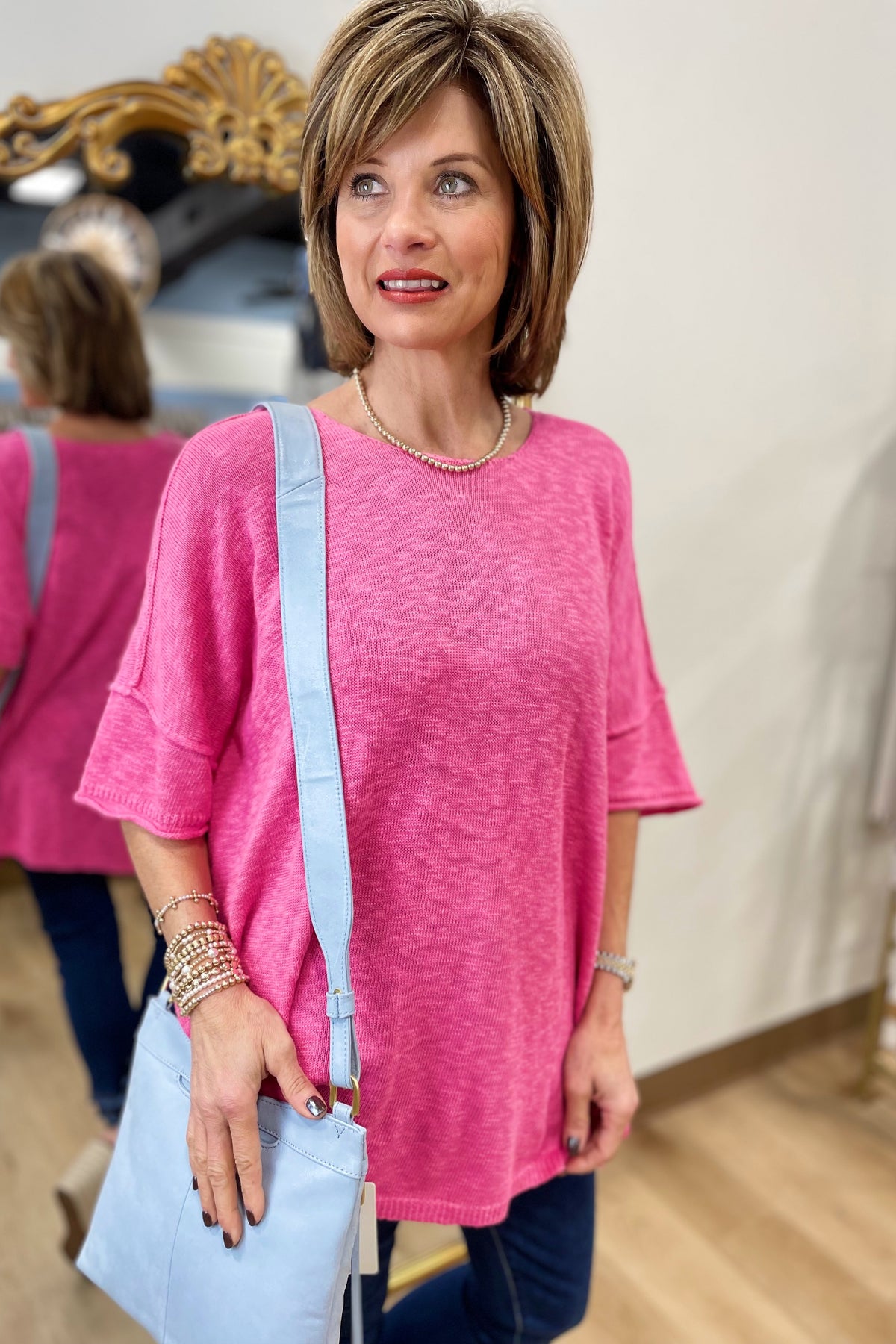 Mud Pie Evan Top One Size Pink