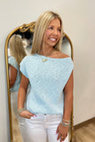 Sidney Slub One Shoulder Sweater Sky Blue