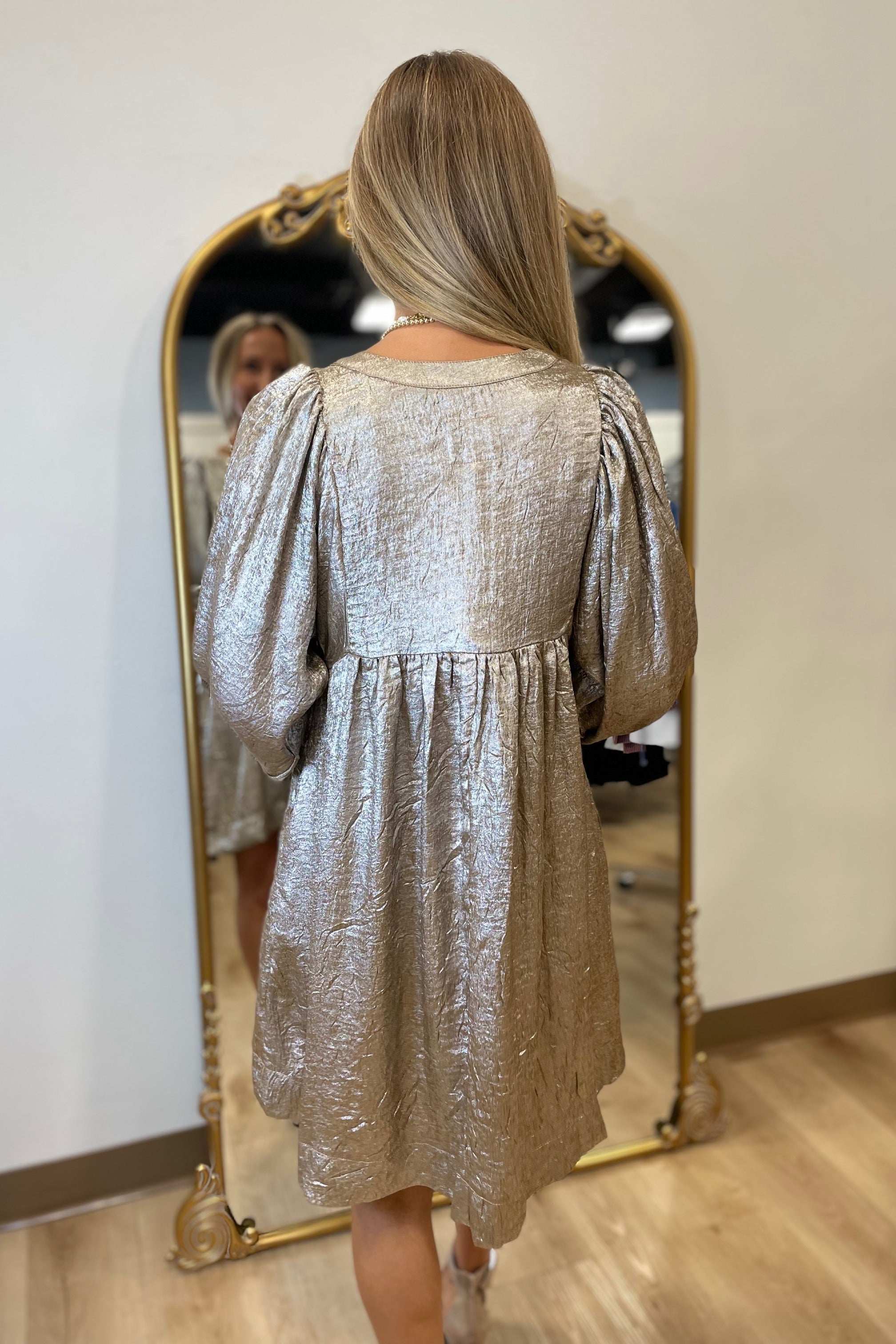 Umgee Metallic Babydoll Dress Gold Expectations Too Umgee Metallic Babydoll Dress Gold Expectations Too
