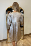 Umgee Metallic Babydoll Dress Gold
