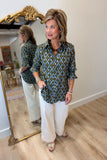 Boho Chic Printed Blouse Teal