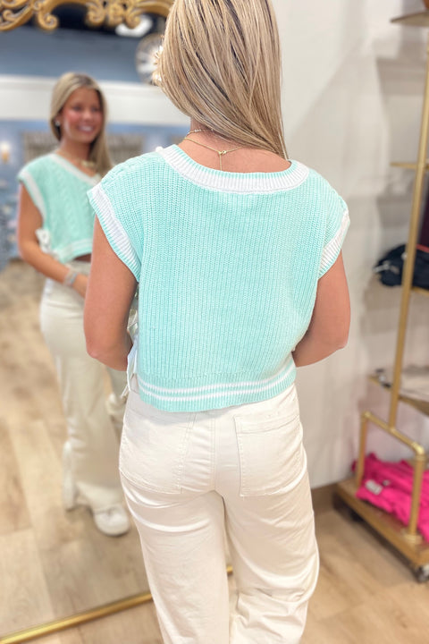 Daydream Knits Bow Sweater Vest Mint