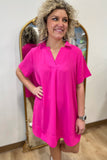 Golden Hour Collard Split Neck Dress Pink