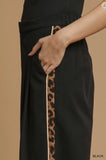 Umgee Wide Leg Trouser w Leopard Trim Black