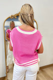 Galentine Sweater Vest w Bows Pink