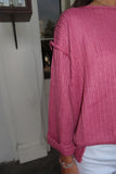 Spice it Up 3/4 Sleeve Knit Top Dusty Rose