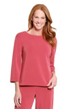 Multiples 3/4 Sleeve Drop Shoulder Wide Neck Top (various)