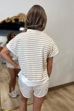 Simple Stripe Short Set Tan
