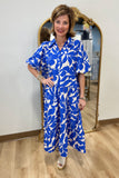 Umgee Tiered Printed Dress Blue