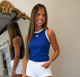 RD Style Maria Ribbed Tank Blue