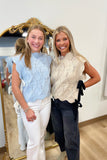 Kathy Scalloped Knit Vest w Side Bow Light Blue