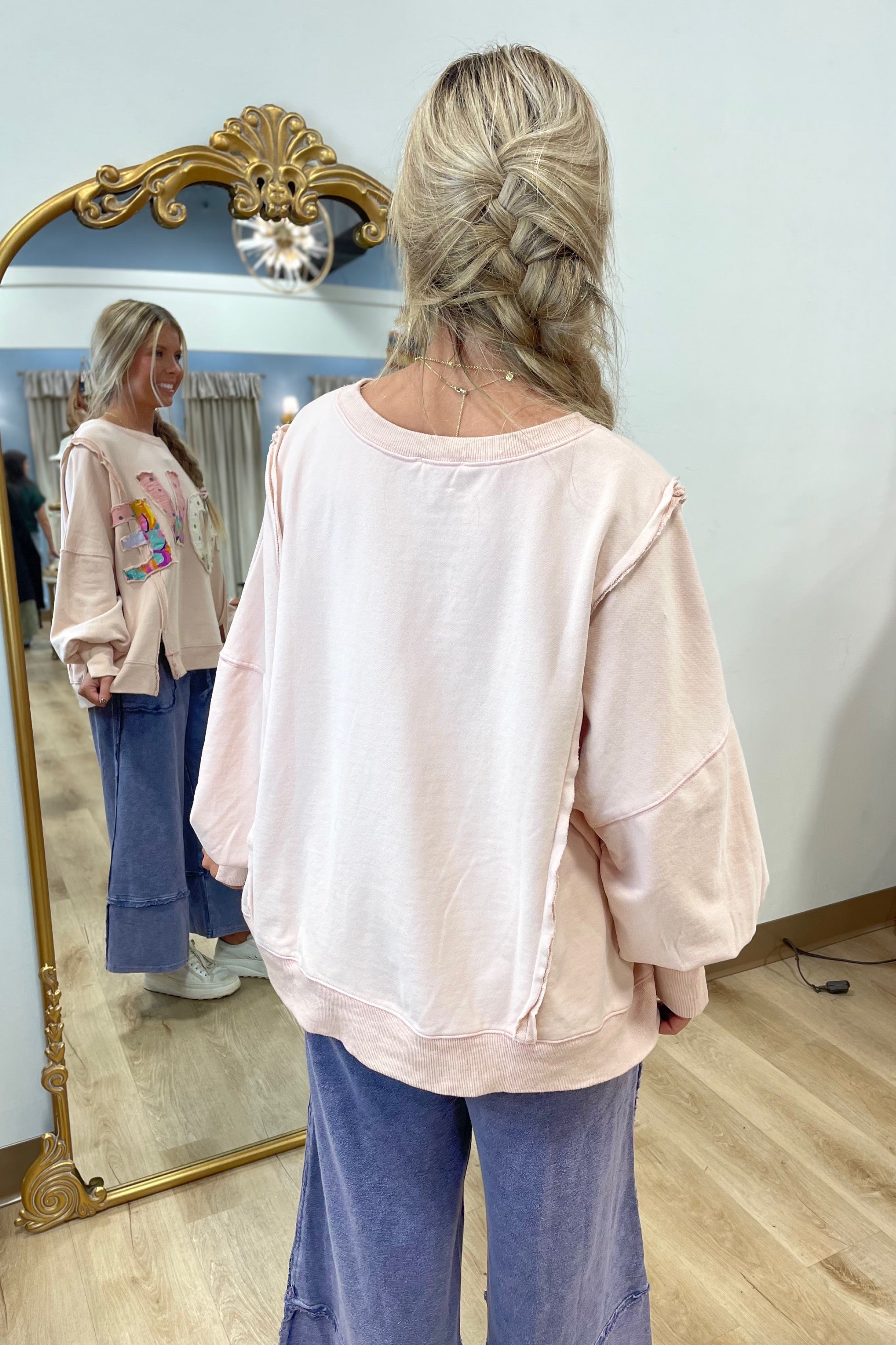All Love Patchwork Pullover Blush