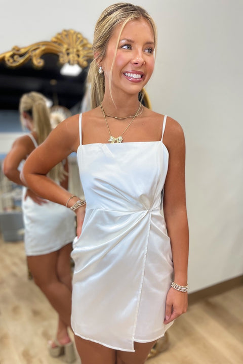 Forever After All Satin Mini Dress White