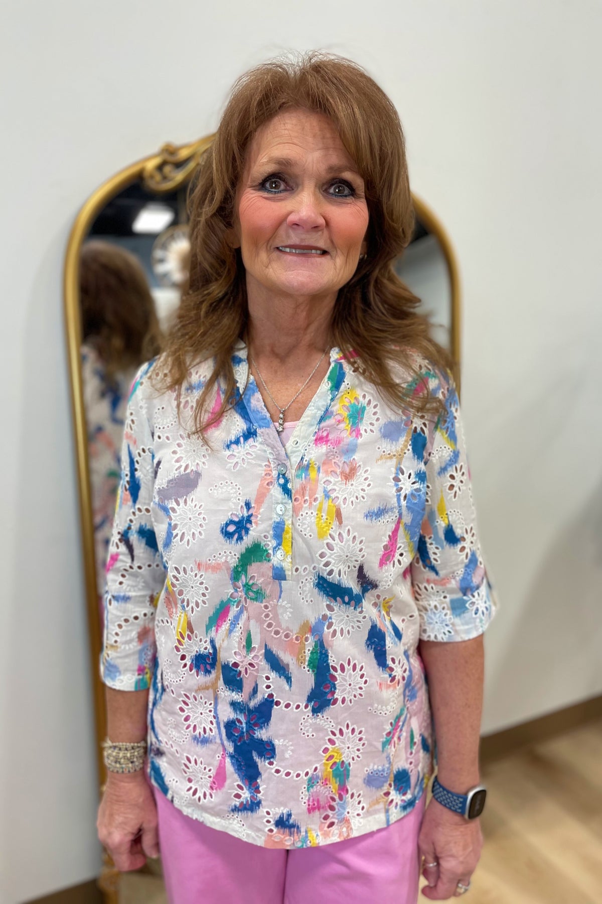 Charlie B Cotton Eyelet Top Paradise