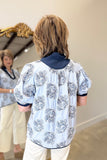 Umgee Floral Embossed Blouse Blue