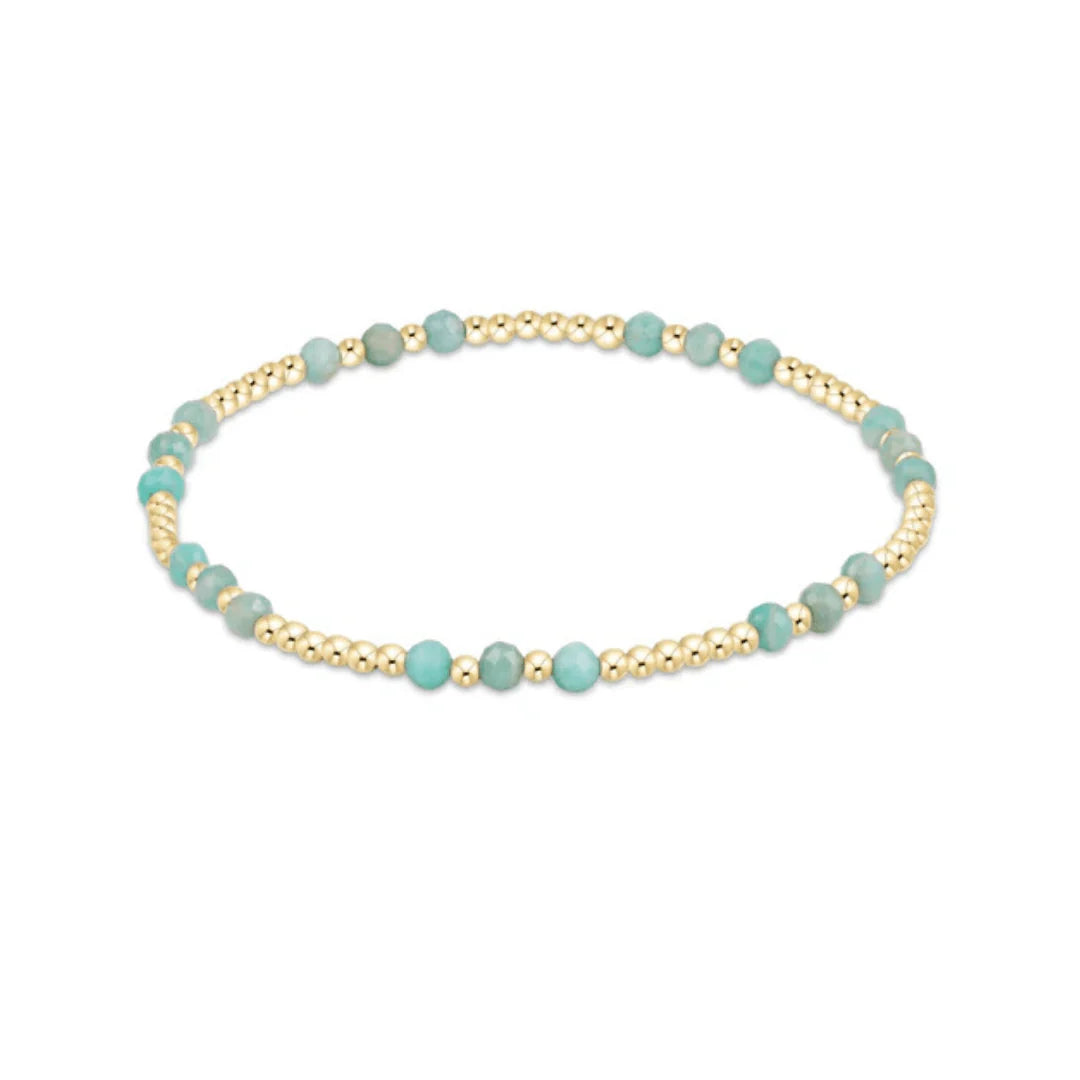 E Newton Gemstone Gold Joy Pattern 3mm Bead Bracelet Amazonite