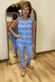 Charlie B Sleeve Linen Top Illusion