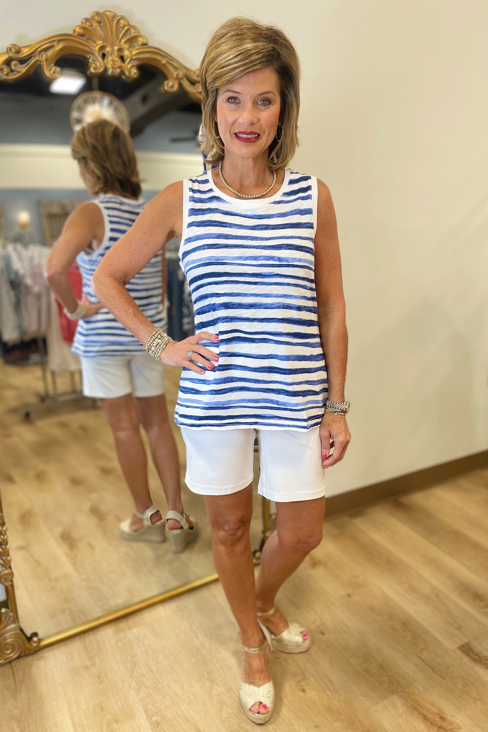 Charlie B Sleeveless Top Stripes