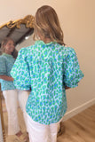Spot On Gingham Trim Blouse Blue