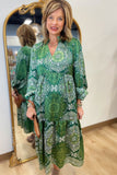 Umgee Dark Sage Split Neck Dress