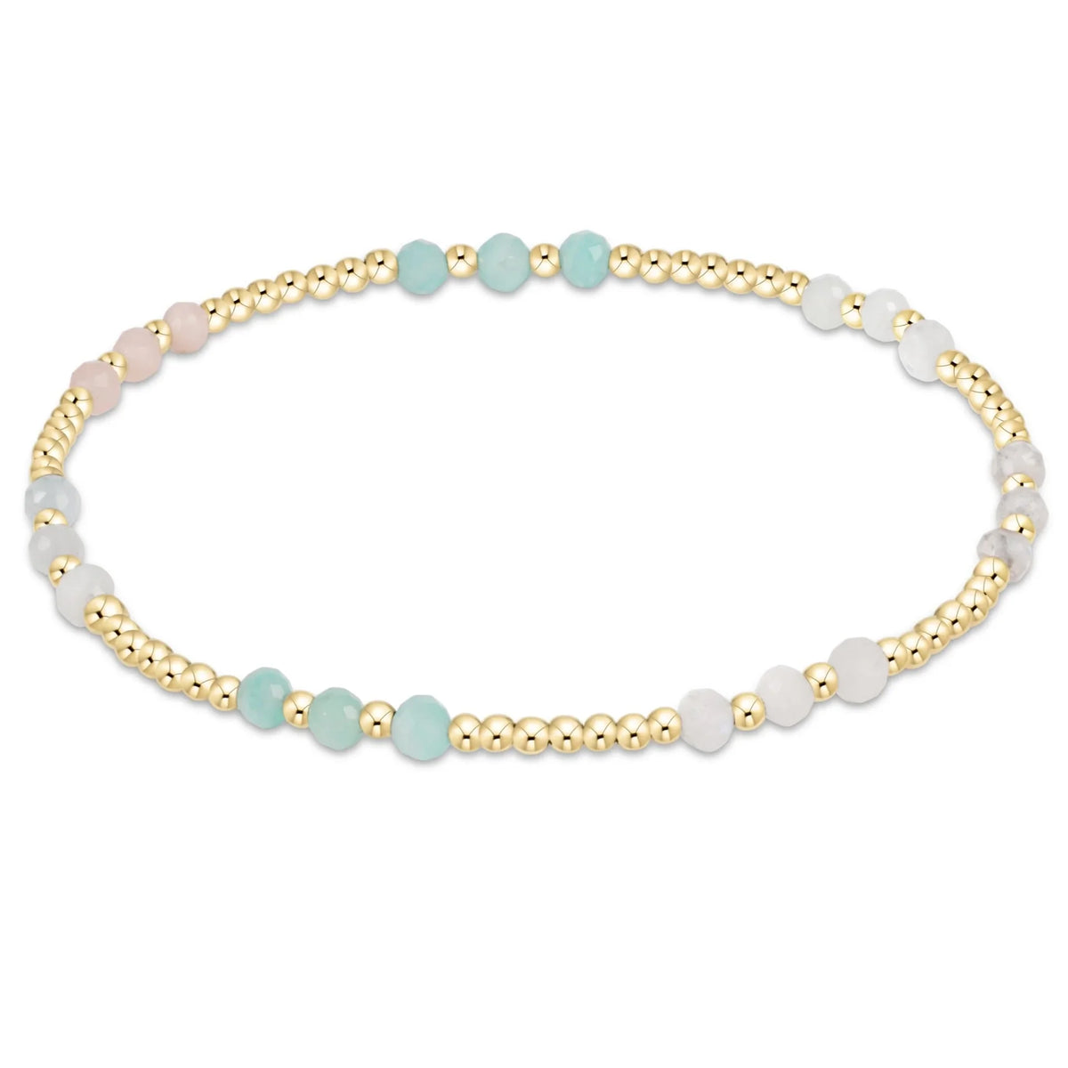 E Newton Gemstone Gold Joy Pattern 3mm Bead Bracelet Hot Mess SS25