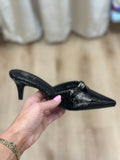 Simone Black Patent Kitten Heel Sandals