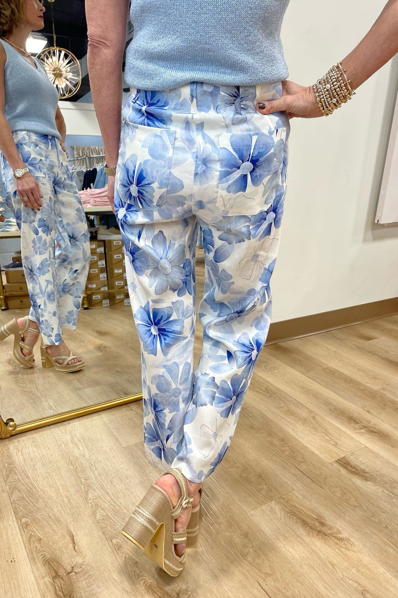 Charlie B Printed Cropped Pant Celestial