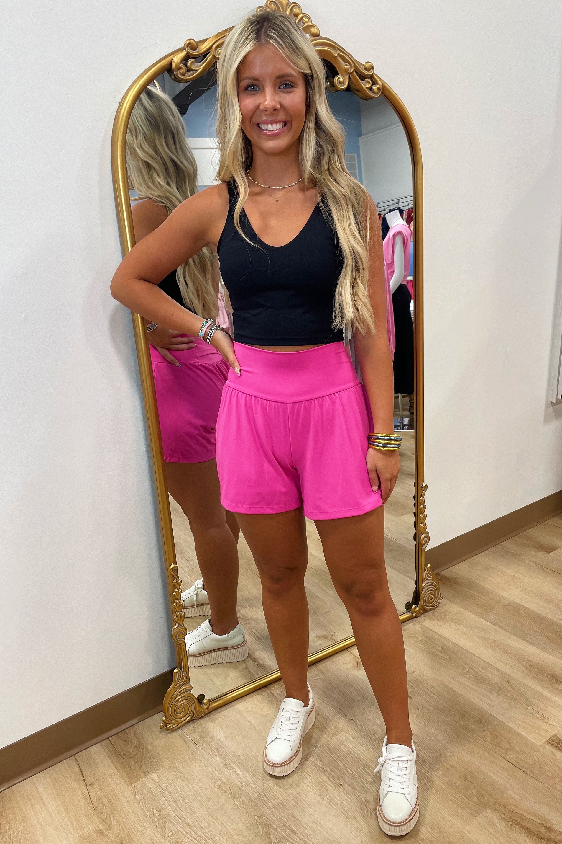 Halara Super High Waisted Yoga Shorts Longer Length Fuchsia