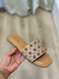 Empress Embellished Raffia Slide Sandal