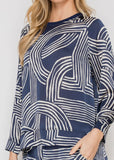 Joh Jene Woven Print Top Navy