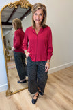 Renuar Long Sleeve Blouse Claret
