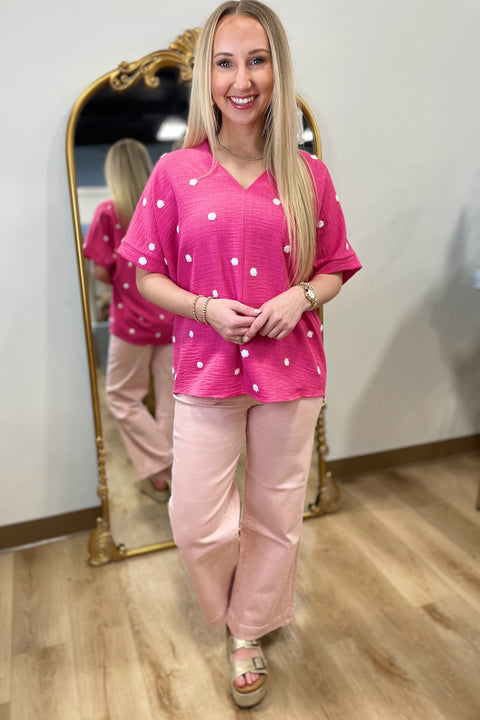 Sweet Spot V Neck Top Pink