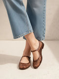 Nemo Jelly Mary Jane Flats Woven Lattice Mesh Shoes Brown