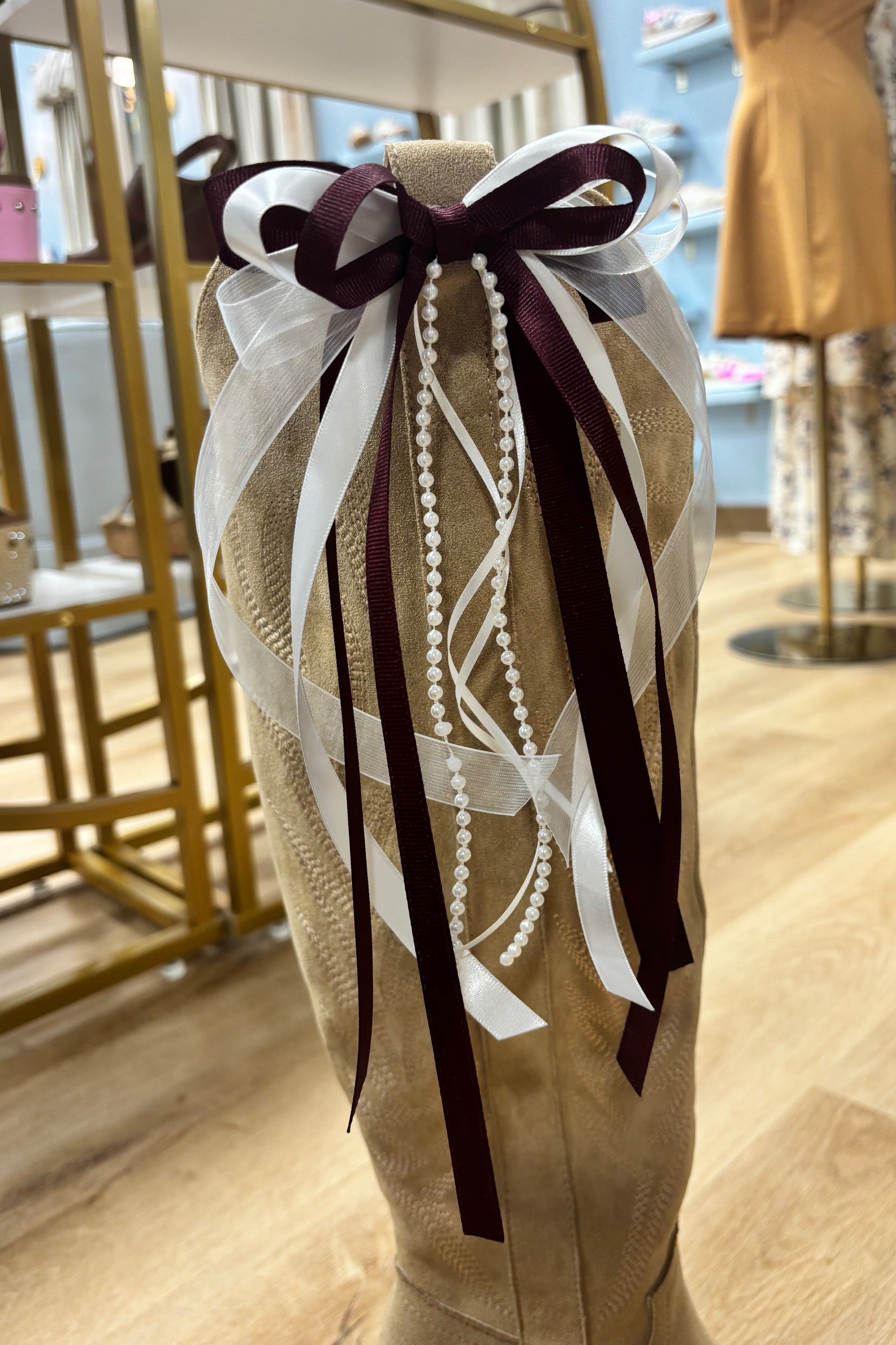 Game Day Maroon & White Boot Bow