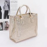 Metallic Braided Tote Bag Gold