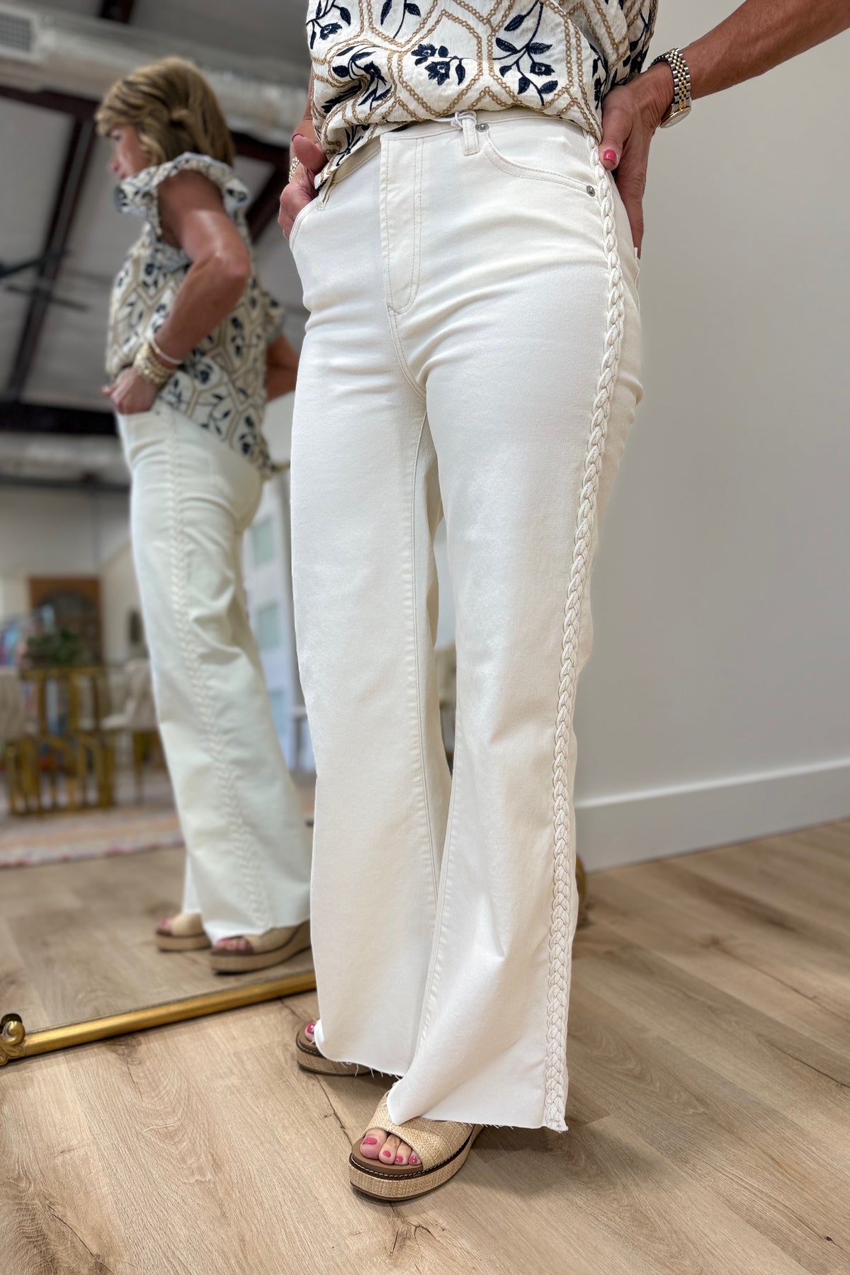 Dear John Fiona Wide Leg Jeans Cream