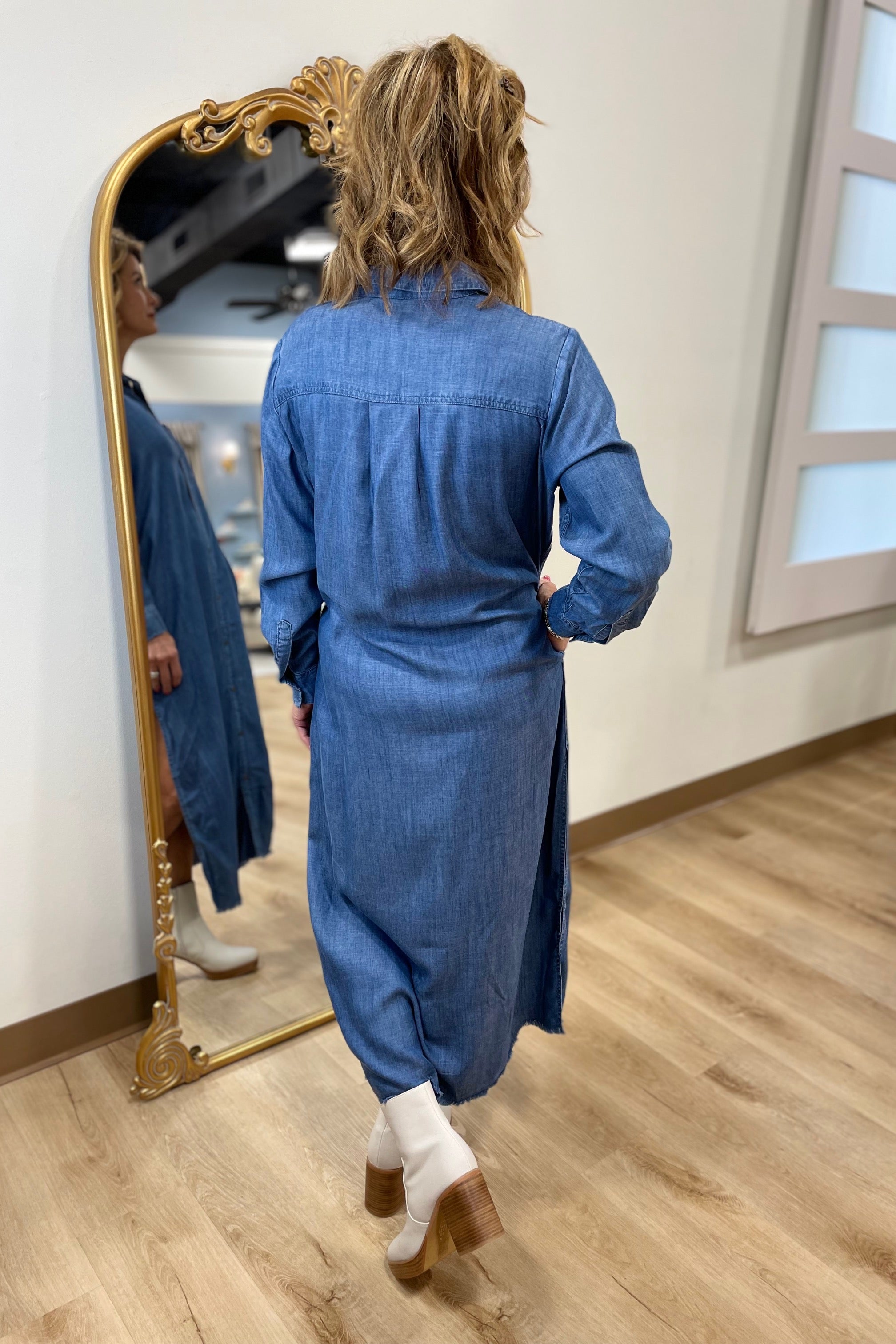 APNY Maxi Shirt Dress Medium Indigo