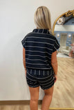 Striped Zone 2 Piece Short Set Black