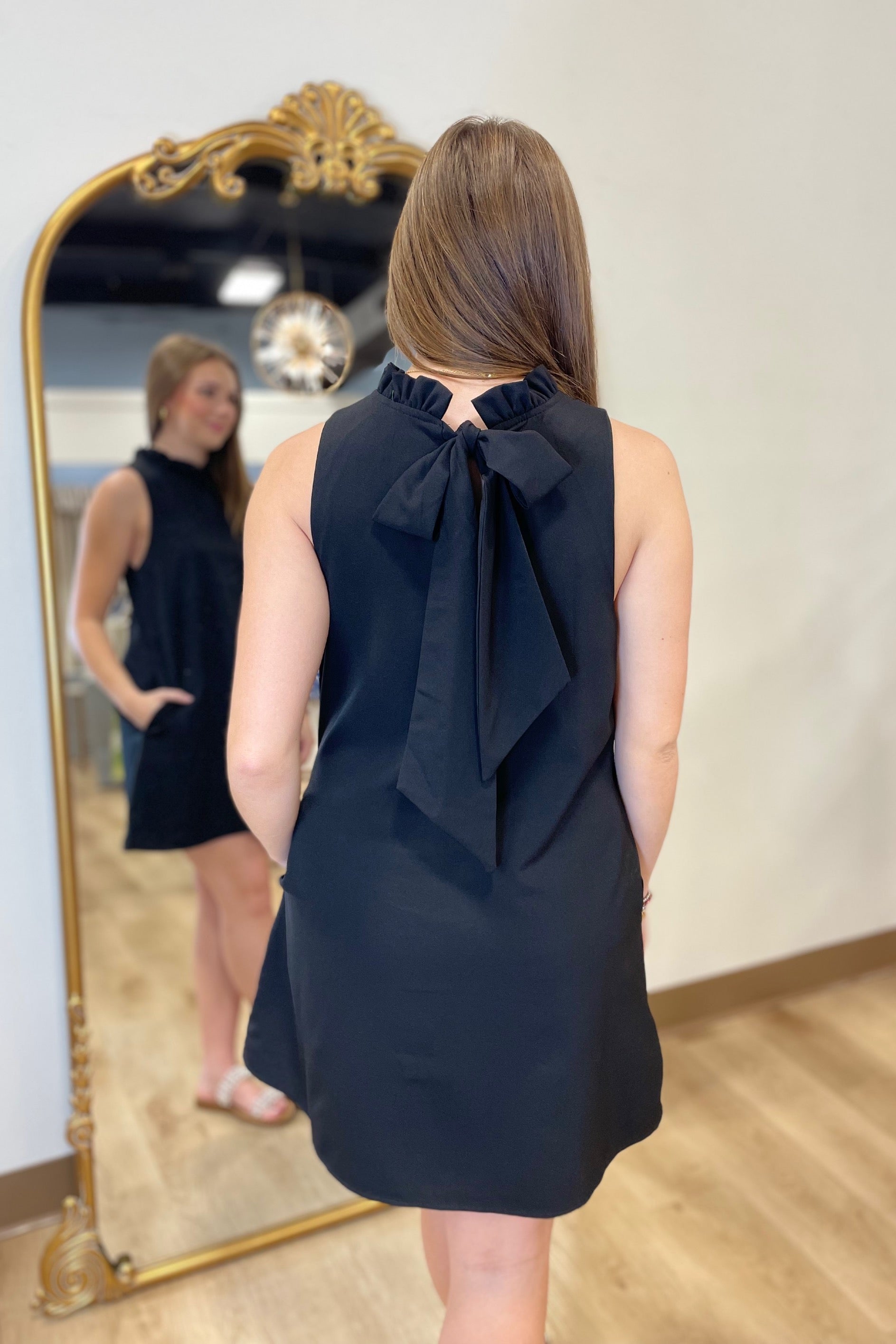 Benson Mock Neck Mini Dress Black