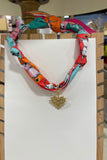 Scarf Charm Necklace Emerald Stud